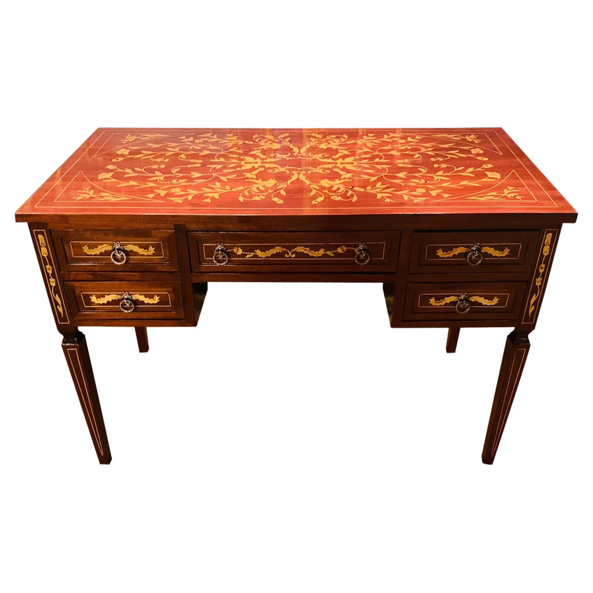 20th Century Classic Desk in the antique Style of Classicism with Inlays 