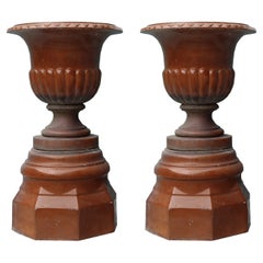 Two Antique Scottish Salt Glazed Terracotta Urns