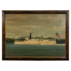 Antique American Ebonized Greyhound Boat Painting