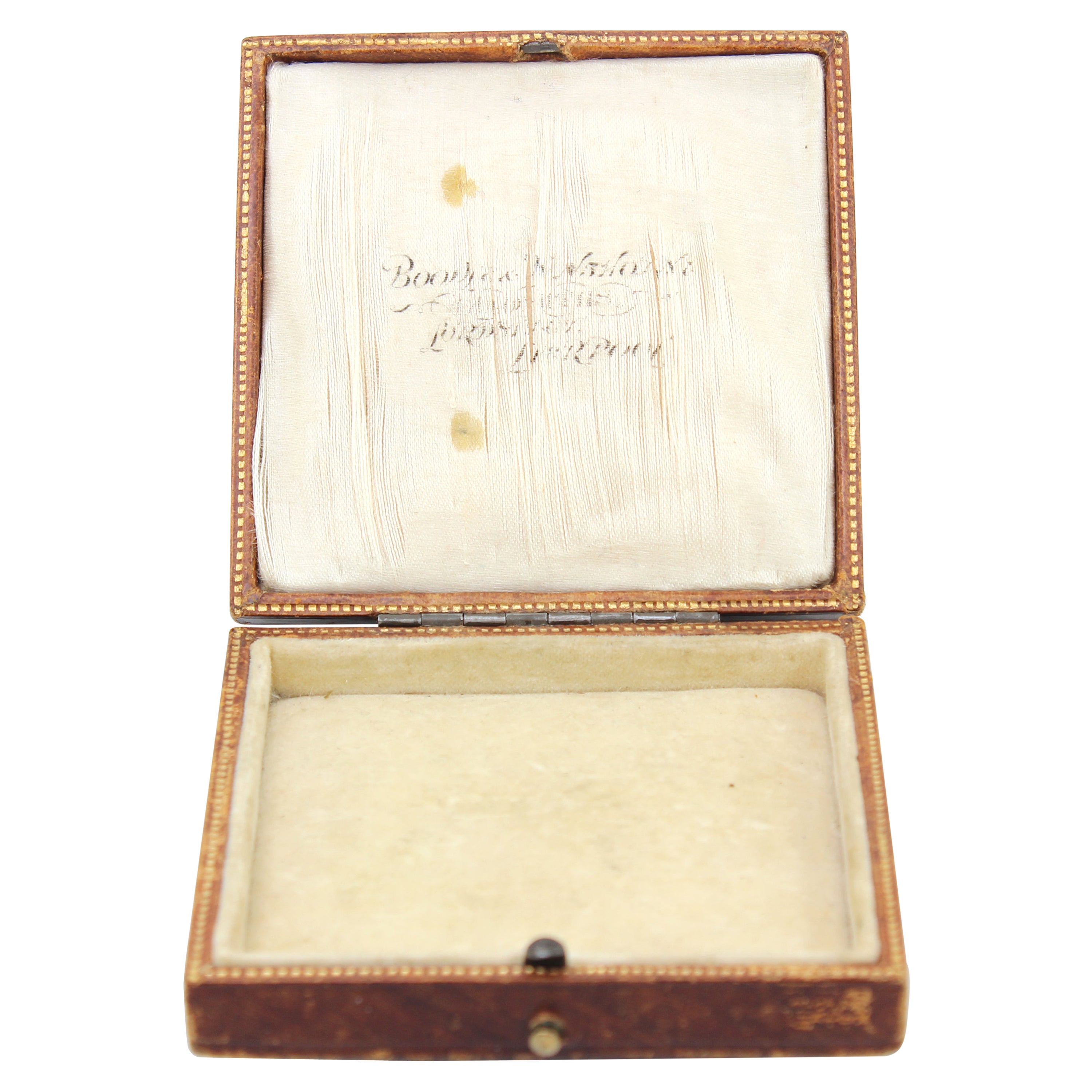 Carrington & Co Antique Victorian Leather and Velvet Ring Box, 1890's