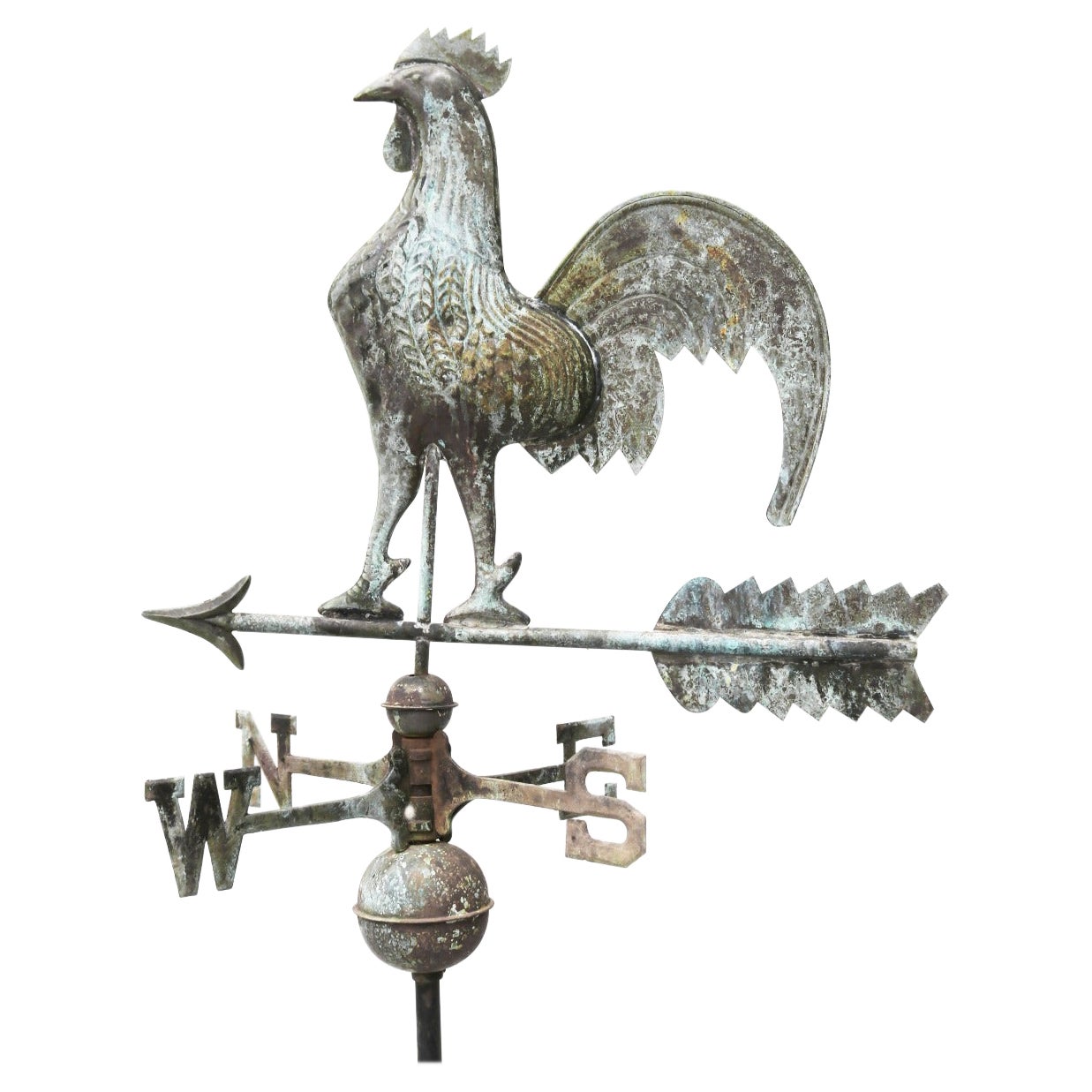 English Reclaimed Full Bodied Copper Cockerel Weathervane