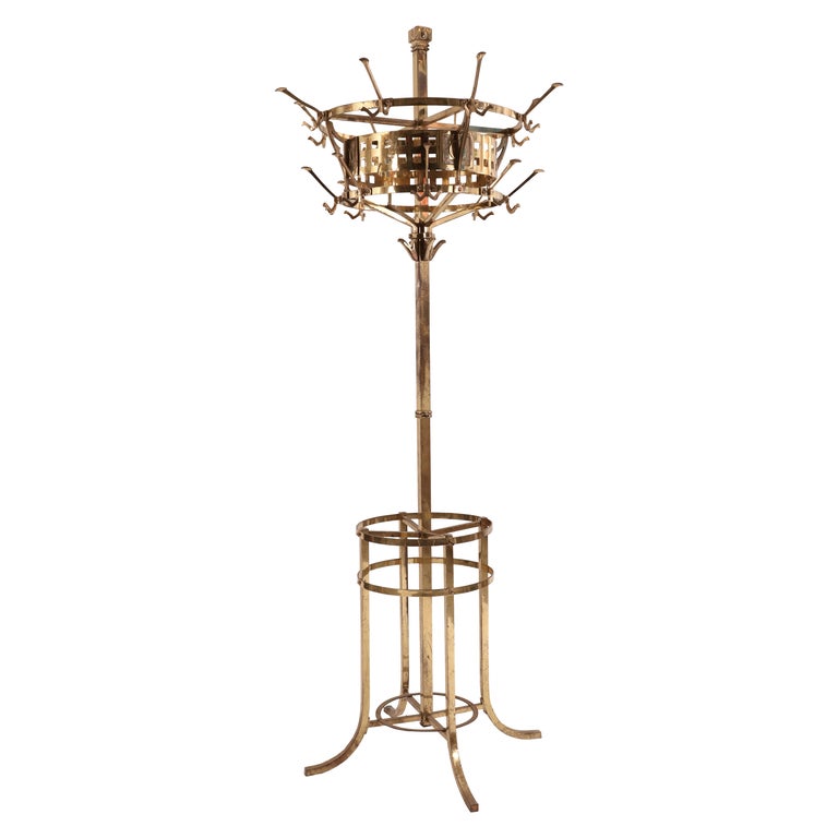English Aesthetic Movement Brass Hat Stand For Sale