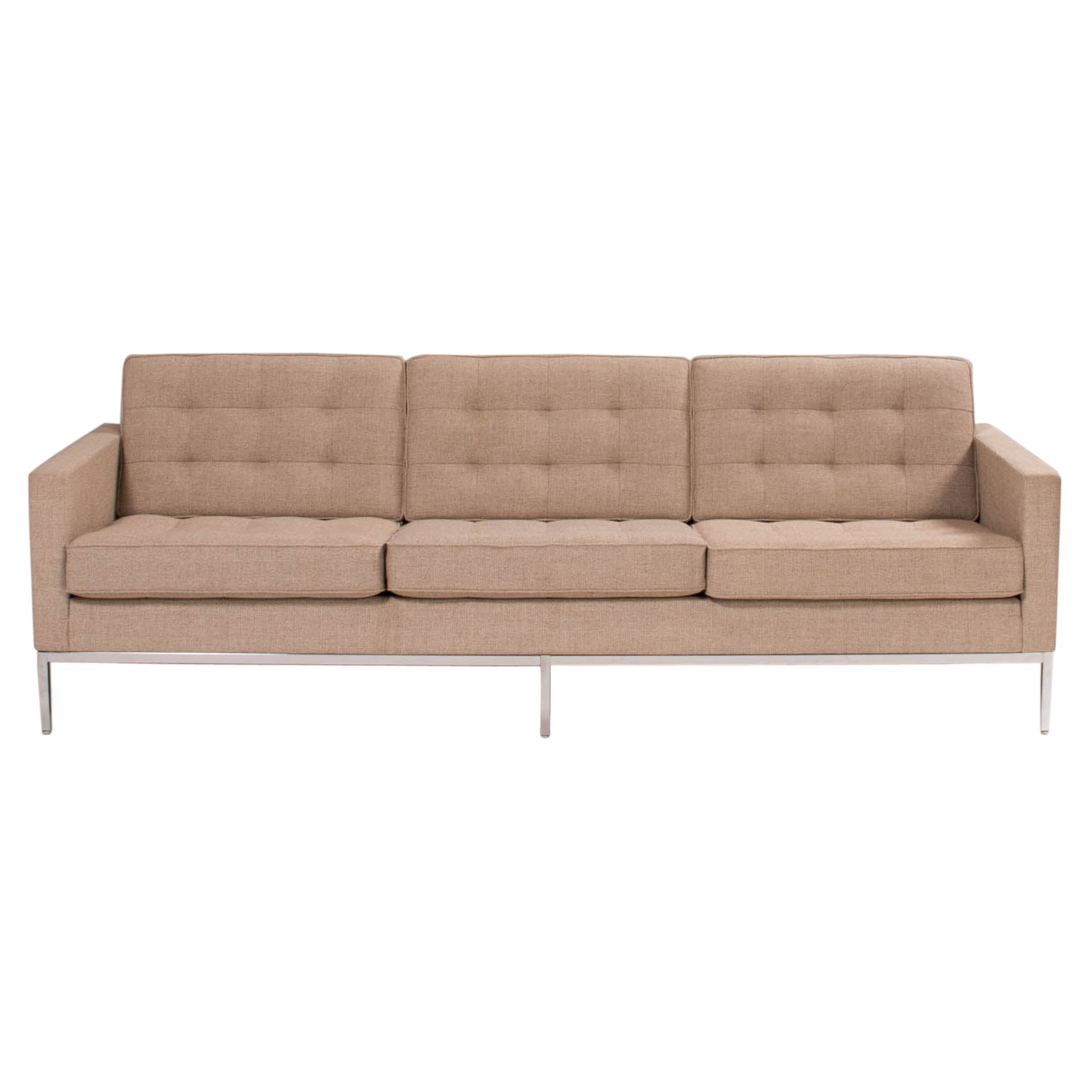 Florence Knoll for Knoll Beige Fabric Relaxed Three Seater Sofa