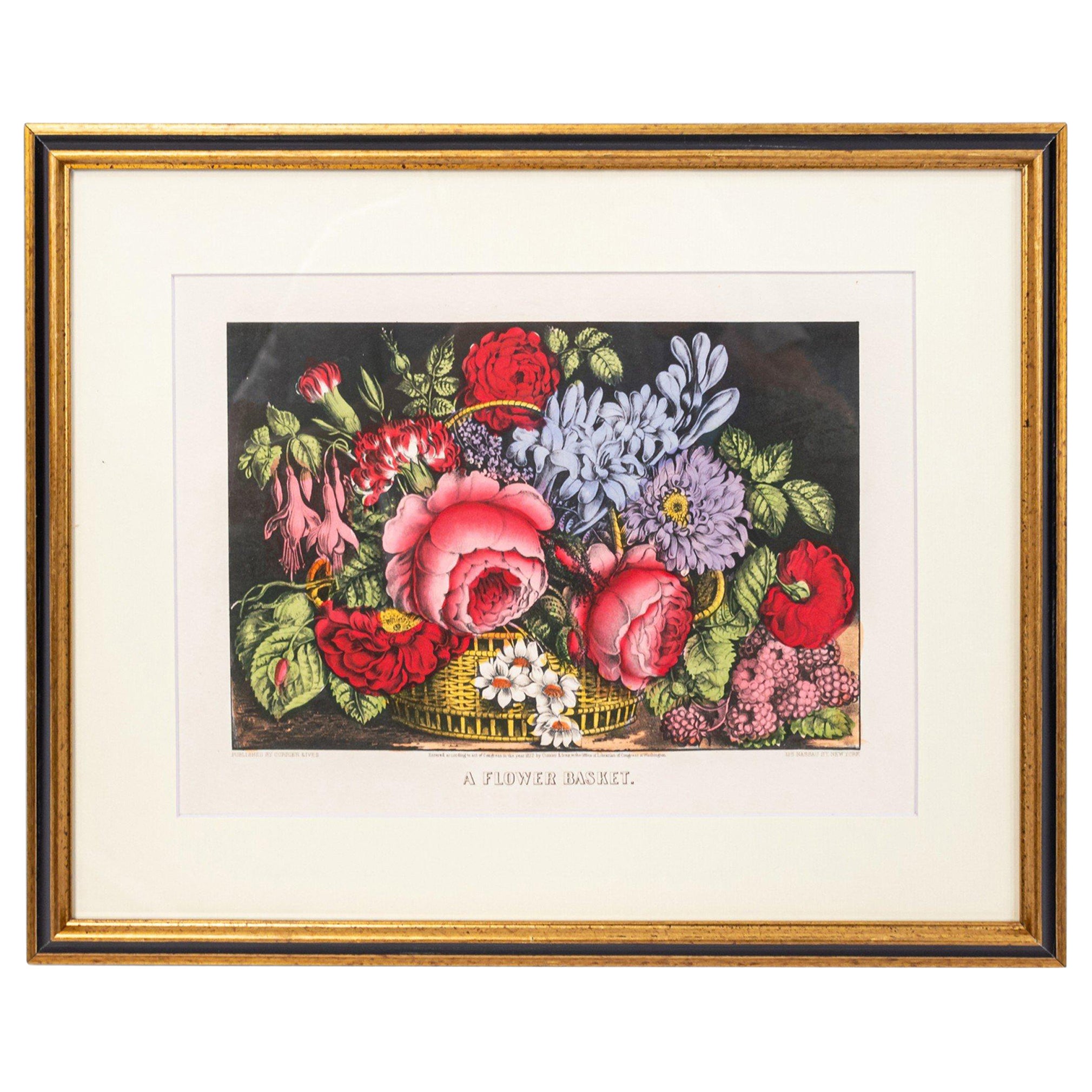 Framed Print of a Basket of Flowers