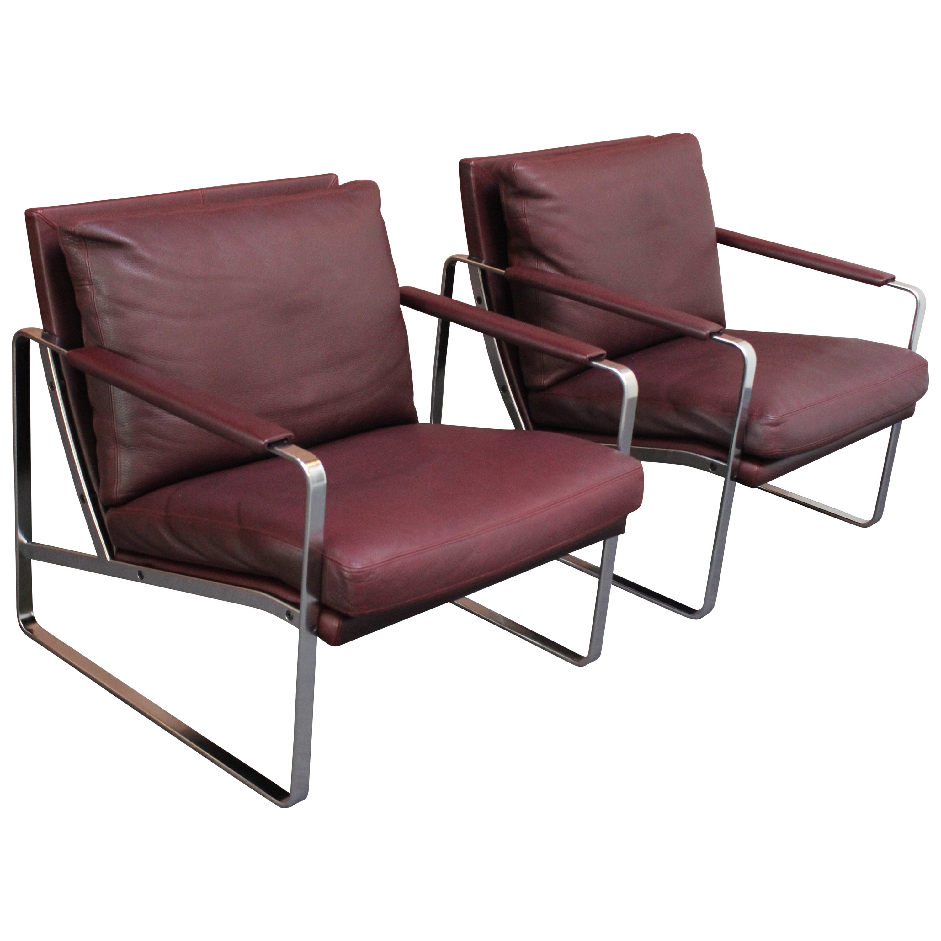 Pair of Preben Fabricius for Walter Knoll Cordovan Leather Lounge Chairs For Sale