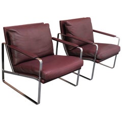 Vintage Pair of Preben Fabricius for Walter Knoll Cordovan Leather Lounge Chairs