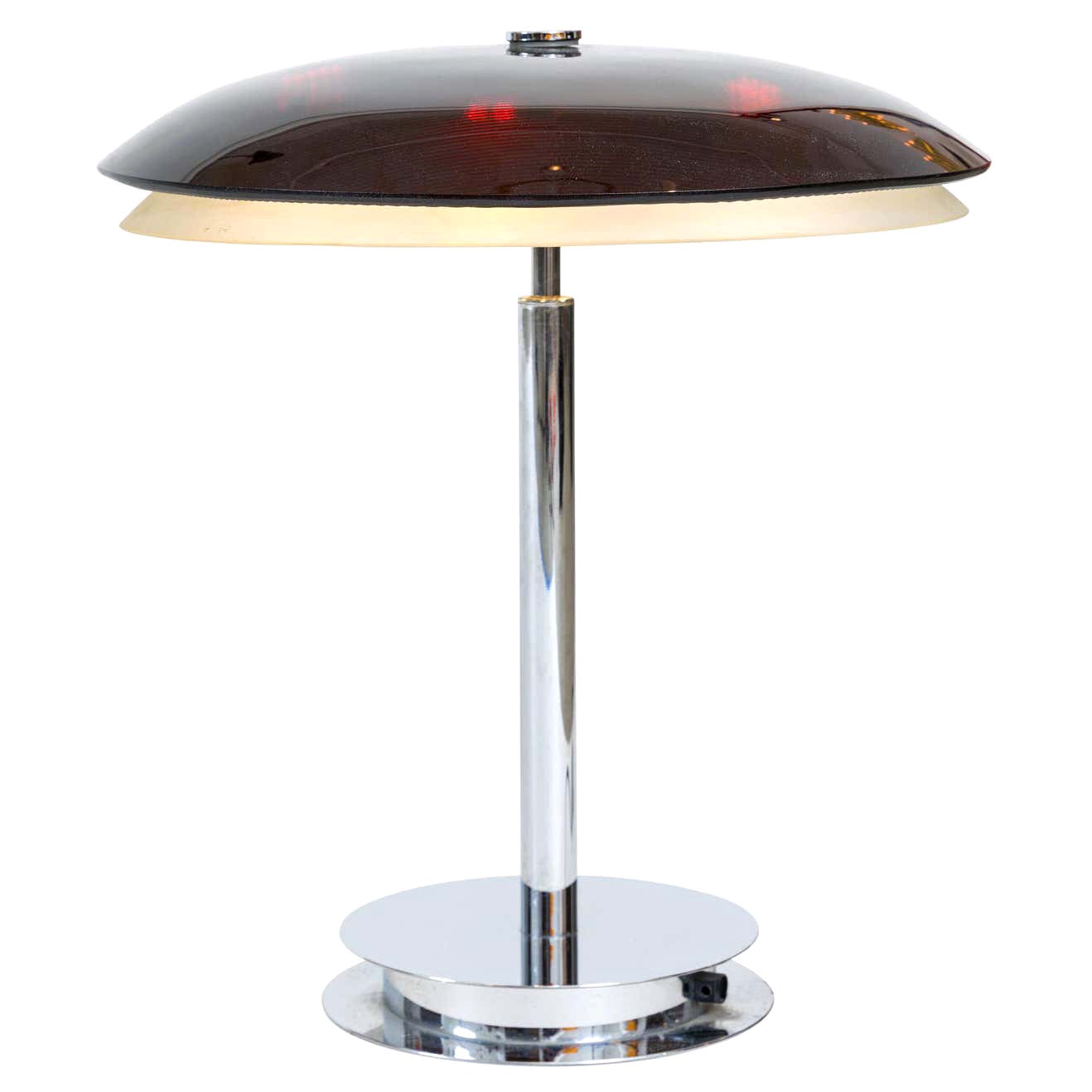 Fontana Arte Bis Table Lamp with Chrome Base and Black Glass, Italy, 1960s For Sale