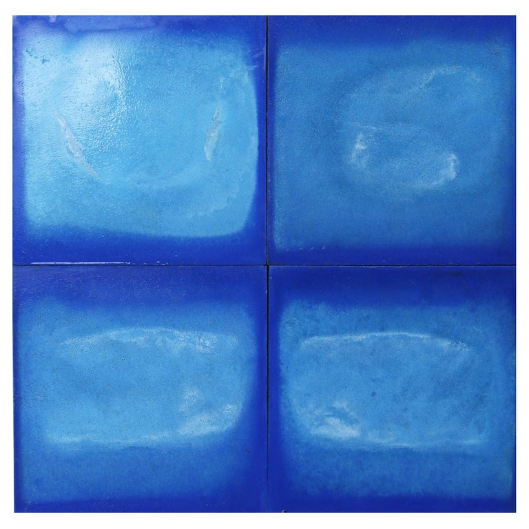 Shades of Blue Reclaimed Cement Floor Tiles For Sale at 1stDibs
