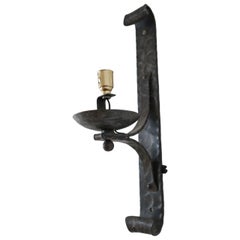 Brutalist Iron Mid-Century French Wall Lights 3