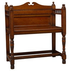 Antique Victorian Solid Oak Hall Bench