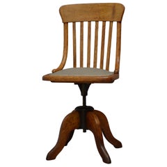 Antique Unusual Early 20th Century Solid Oak Office Chair