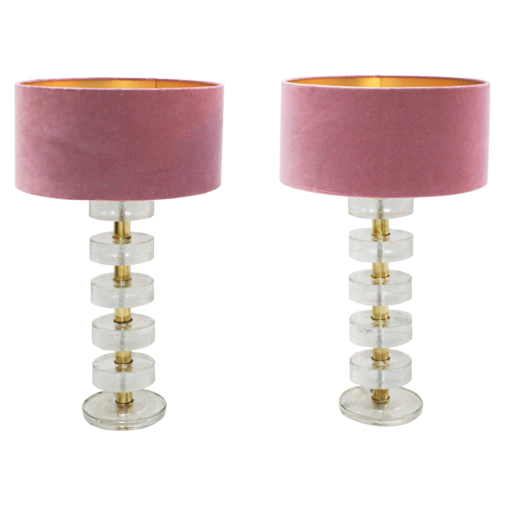 Mid-Century Modern Style Pair of Sculptural Murano Glass Italian Table Lamps