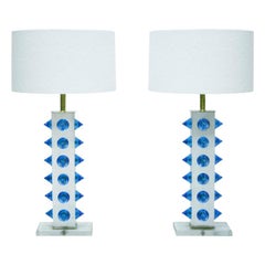L.A. Studio Pair of Table Lamps with Colored Murano Glass