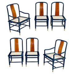 Mid Centry Henredon Elan Koa Wood Asian Chinoiserie Dining Chairs, Set of Six