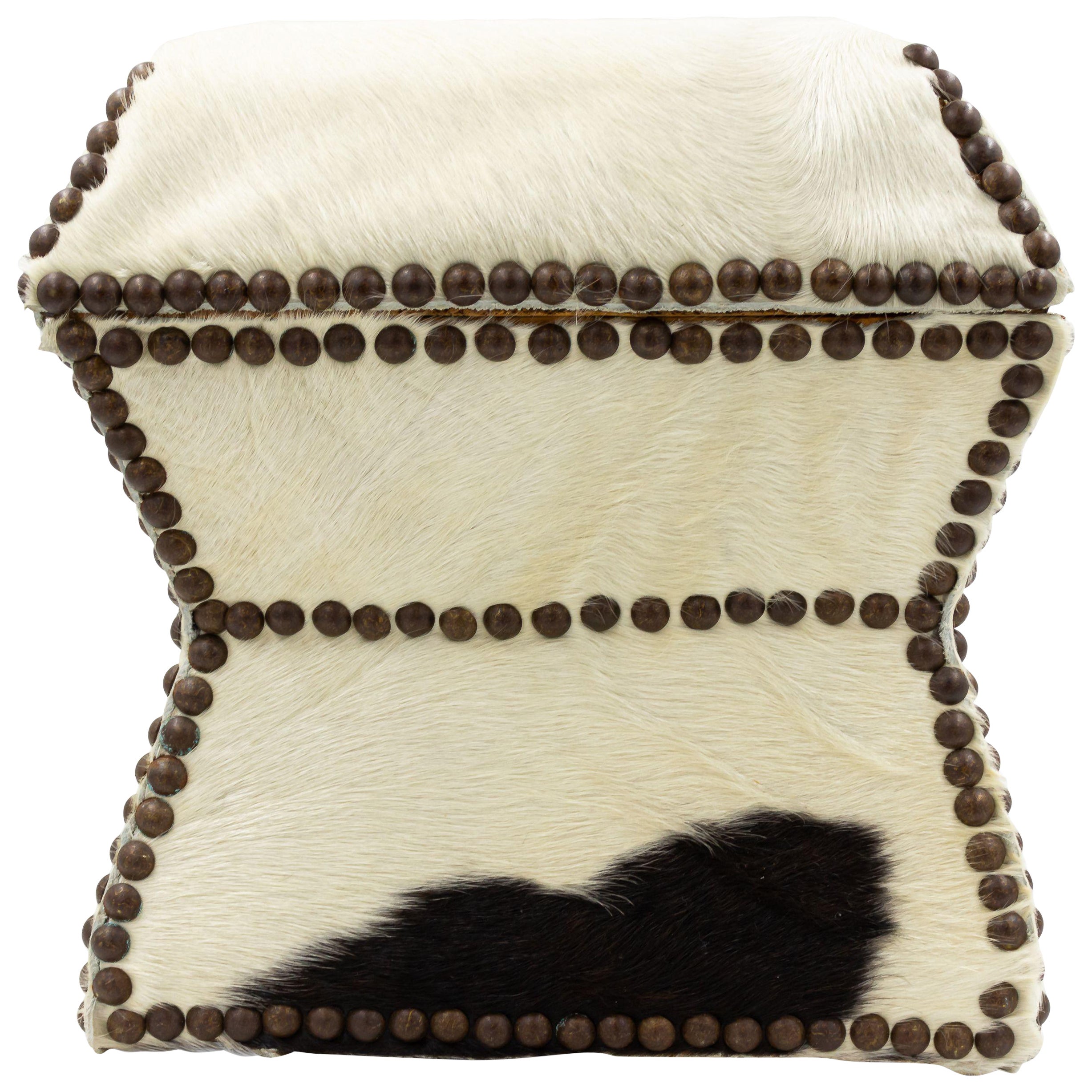 American Cowhide and Brass Box For Sale