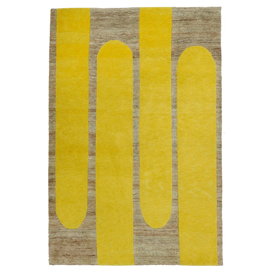 Helena Rohner Rectangular Wool and Jute "Lemon Popsycle" Indian Carpet
