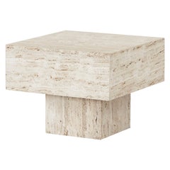 1970s Vintage Italian Travertine Side Table in Manner of Up&Up, Pair Available