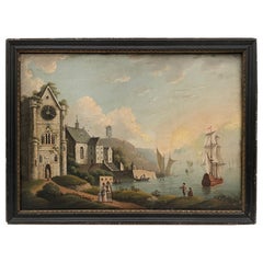 Used 19th Century Swiss Mechanical Clock Painting, Circa 1820