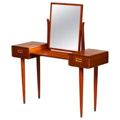 1950's Slim Mahogany Dressing Table / Vanity by Tibro, Sweden