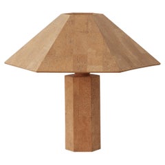 Lampe de bureau hexagonale en liège Wilhelm Zanoth et Ingo Maurer:: Design M:: 1974