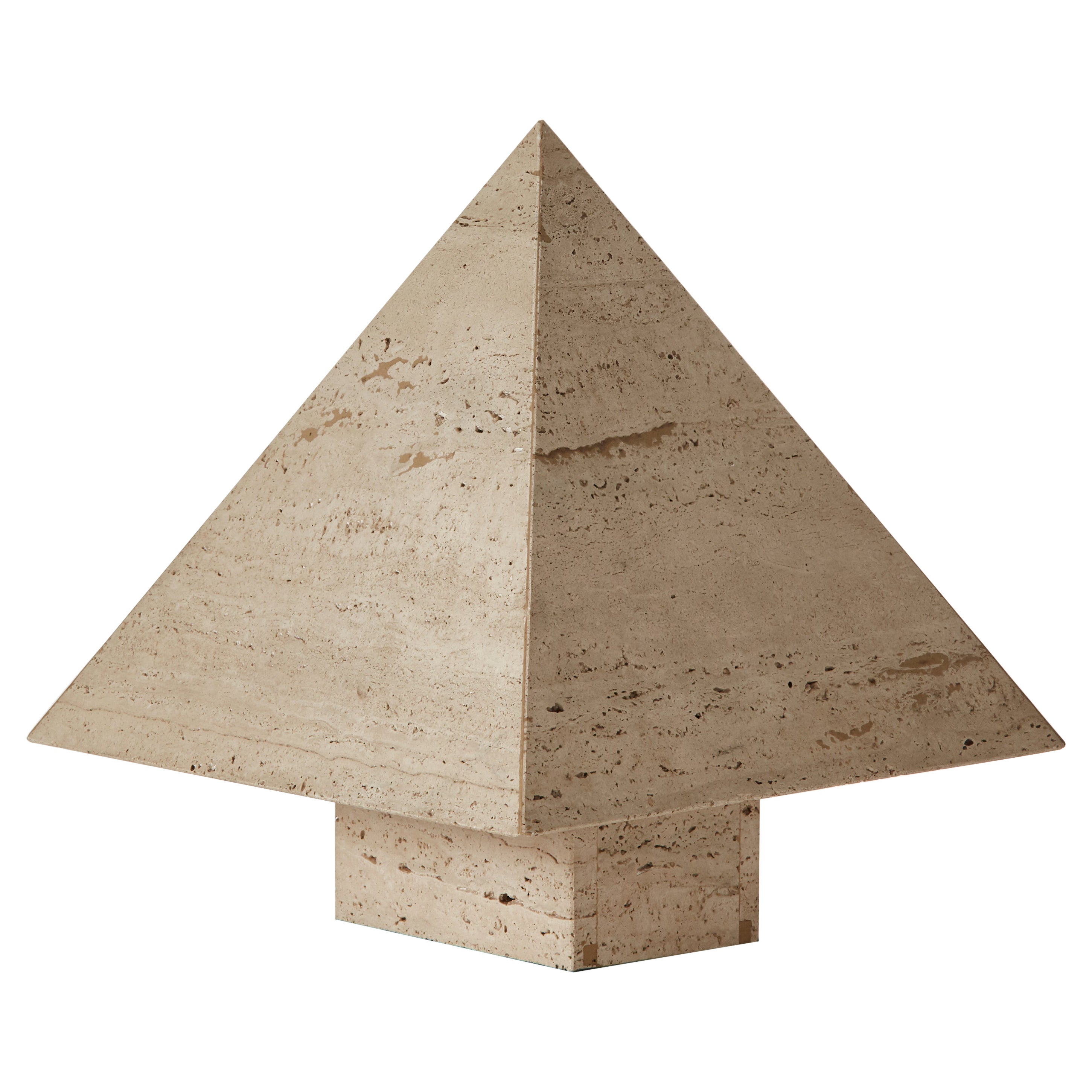 1970s Vintage Travertine Table Lamp in Pyramid Form