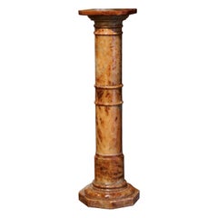 19th Century French Napoleon III Carved Marble Pedestal Table with Swivel Top