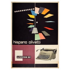 Original Vintage Poster Hispano Olivetti Lexicon 80 Typewriter Midcentury Modern
