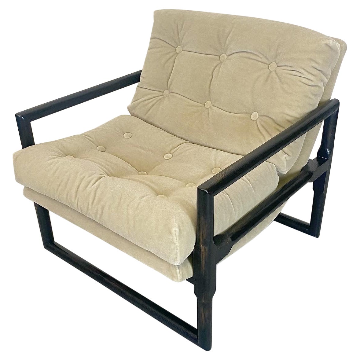 Vintage Milo Baughman Style Scoop Chair in Mohair