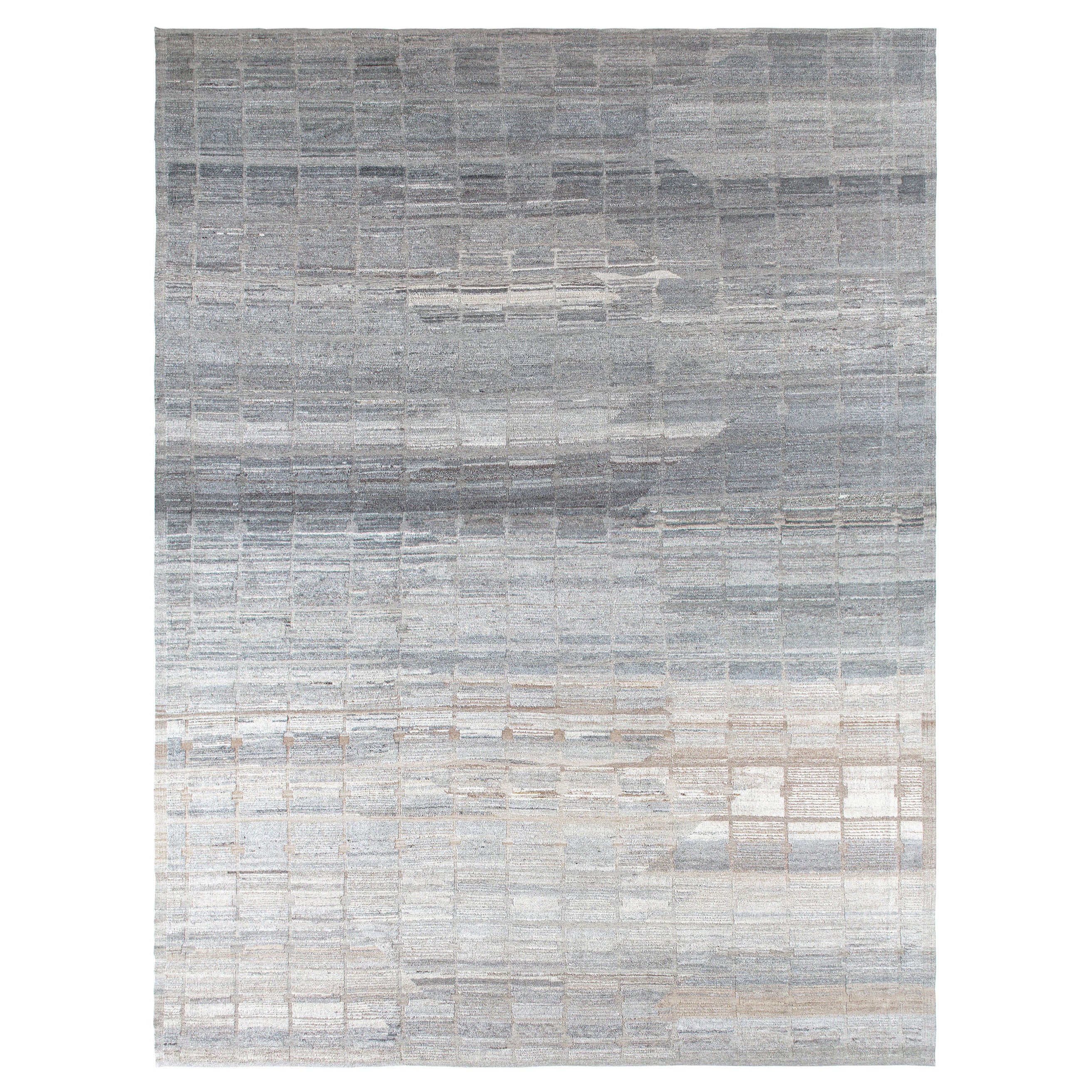 Modern Textured Simple Dsign Hand Knotted Rug For Sale