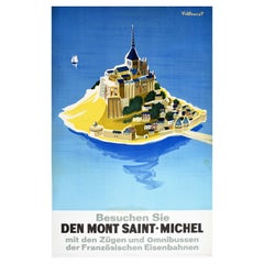 Original Vintage Poster Mont Saint Michel Insel Segeln Zug Coach Reisen Kunst