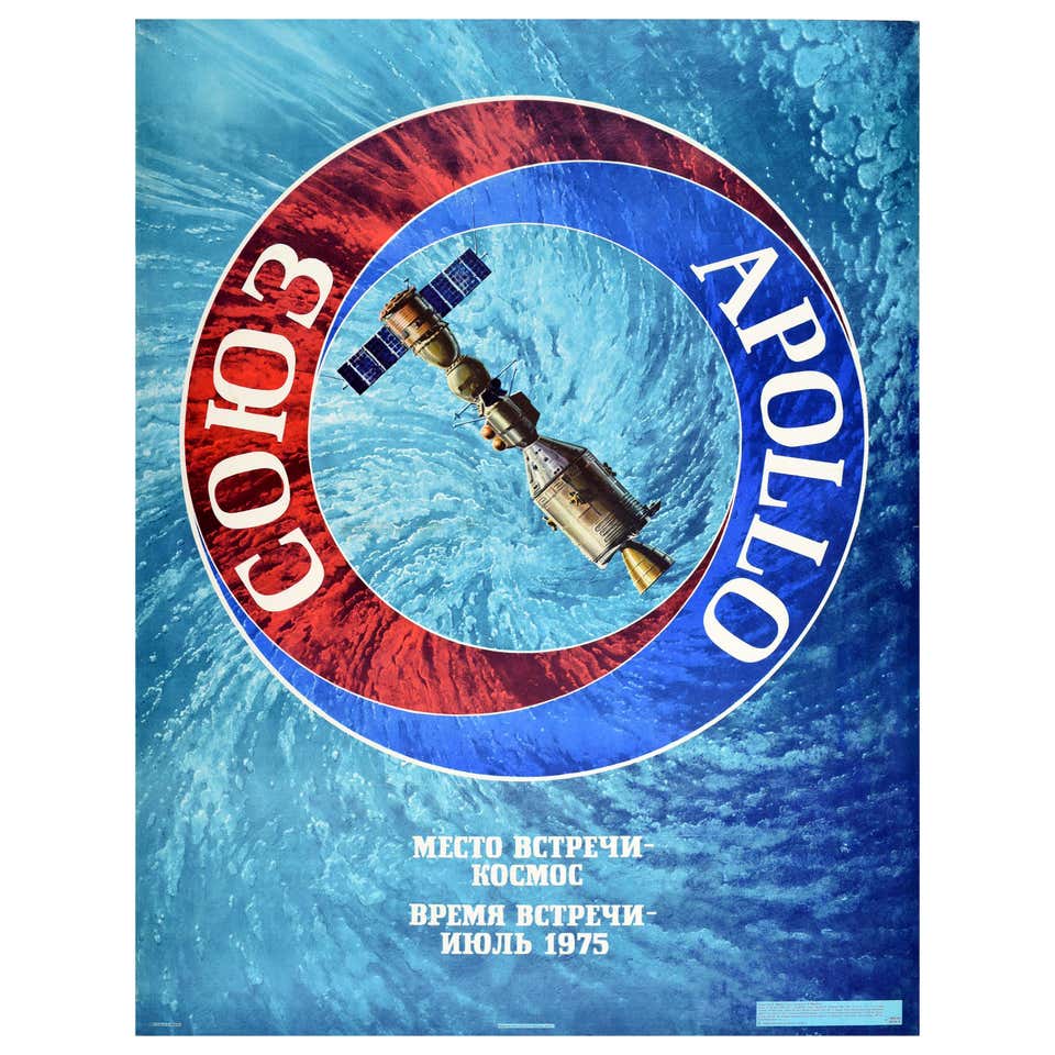 Original Vintage Poster Apollo Soyuz Project First International Space ...