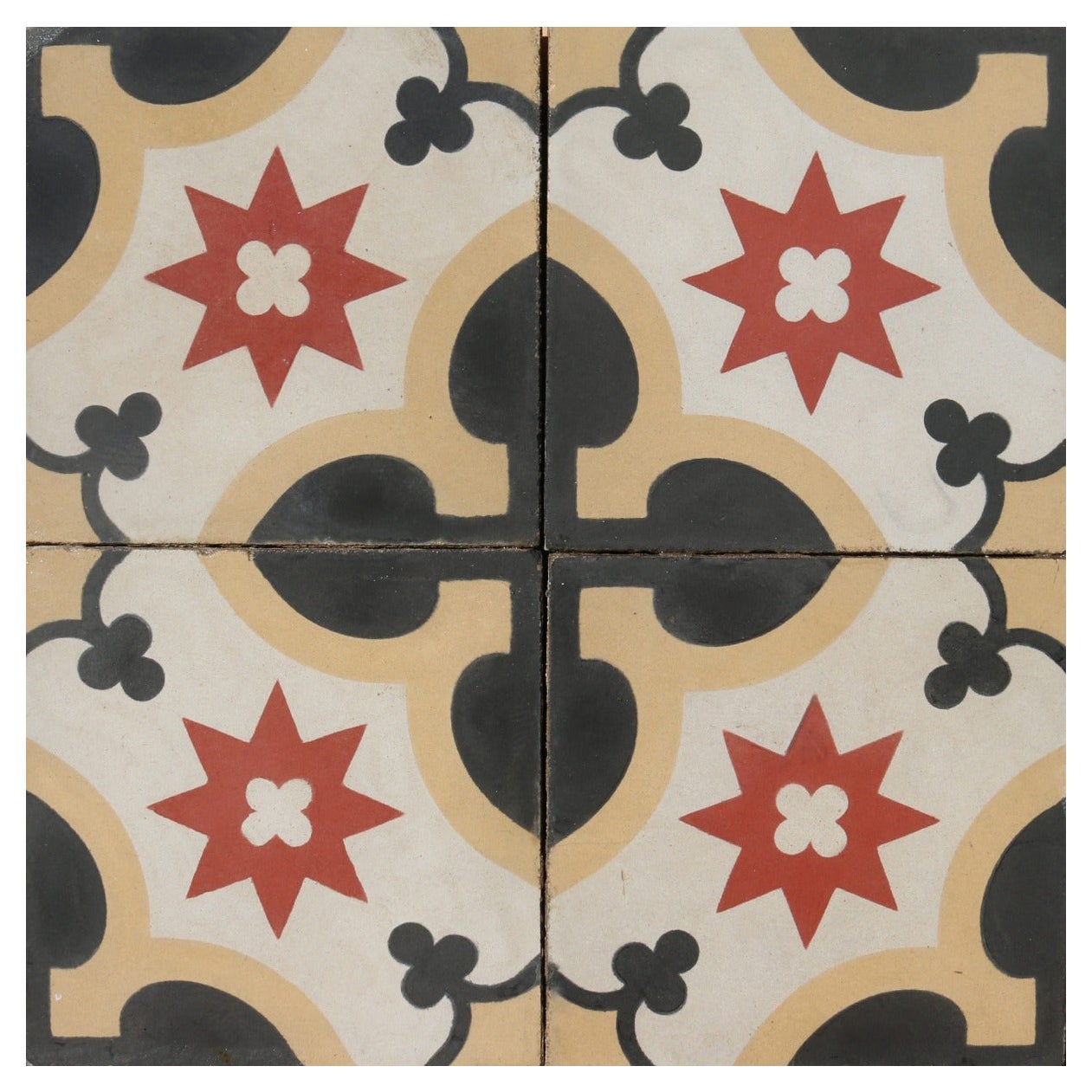 Reclaimed Encaustic Tiles with Pattern For Sale