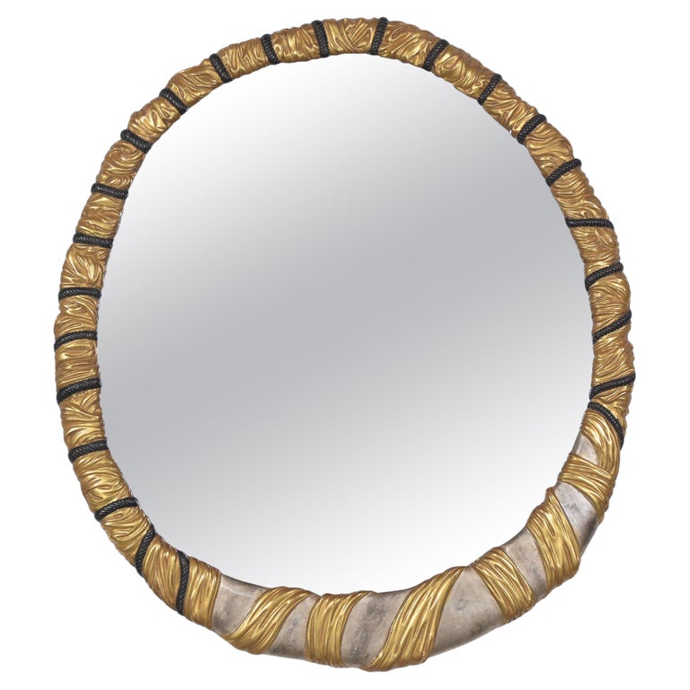 Oval Italian Giltwood Mirror For Sale