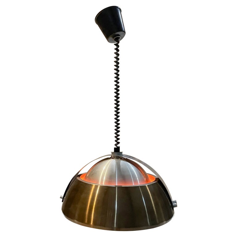 Meblo Guzzini Space Age Lamp Pendant in Brown Orange and Chrome Layers  Italy 1970s For Sale at 1stDibs | meblo guzzini lamp