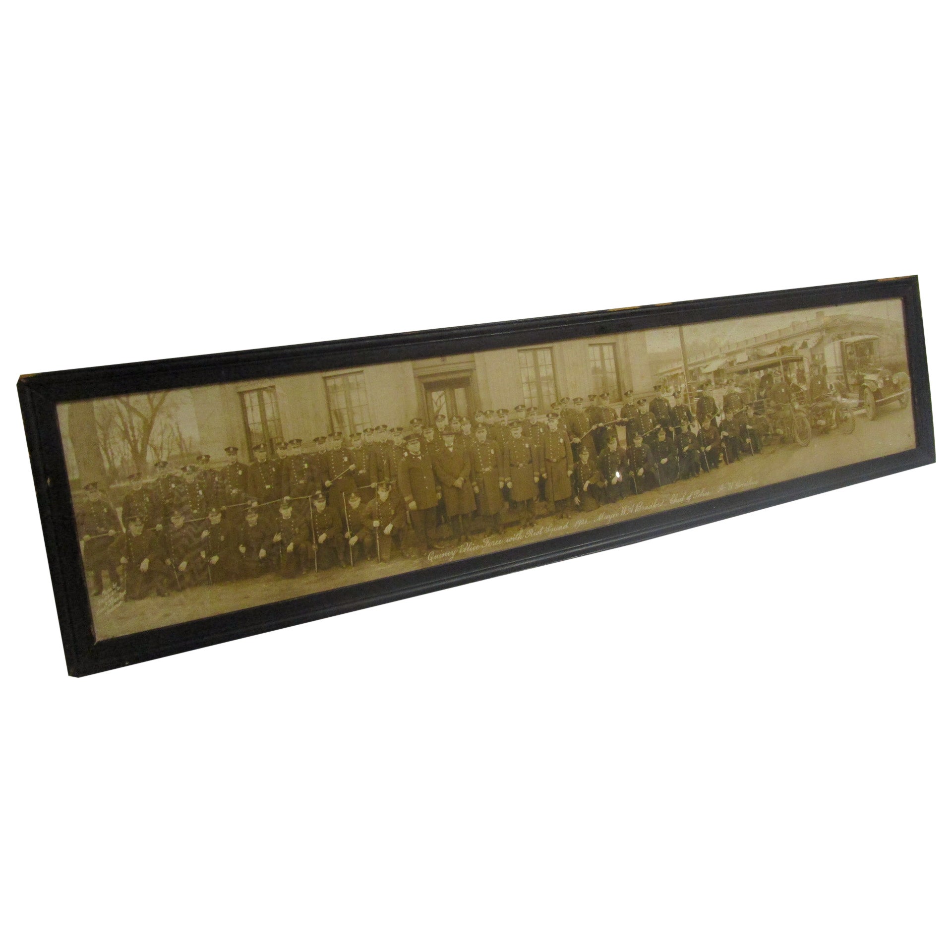 Photography Panoramic 1921 Black and White Police Force Riot Squad Quincy Mass