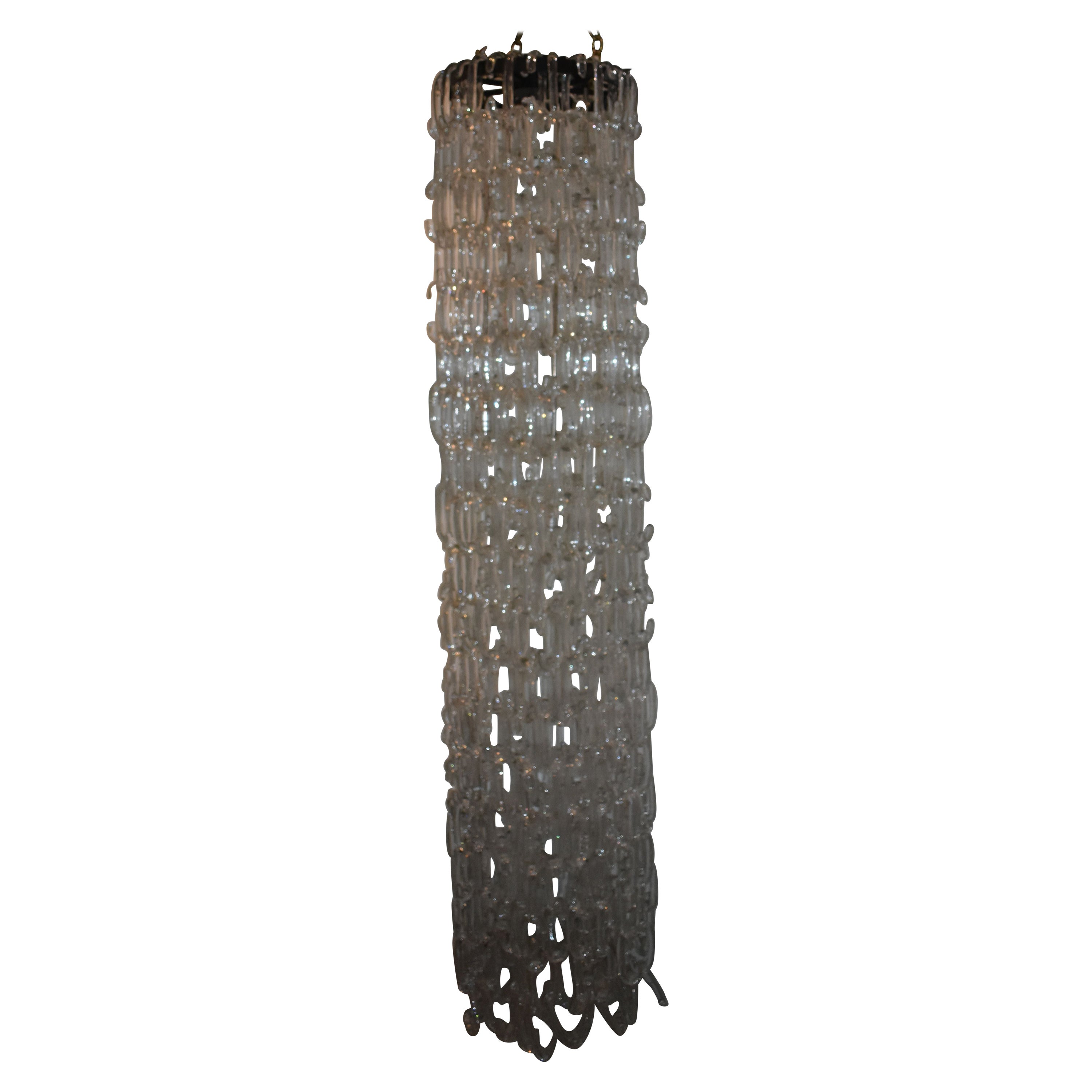 Chain Link Hand Blown Glass Chandelier For Sale
