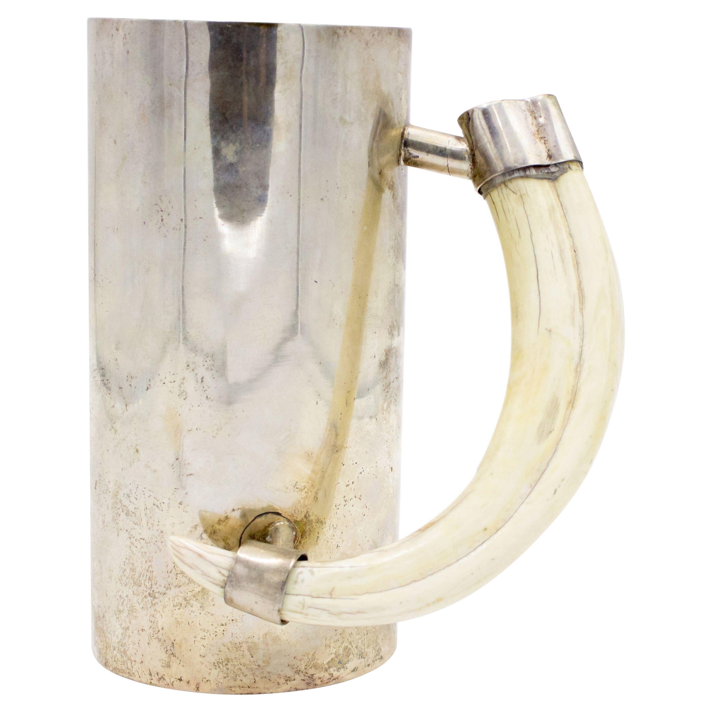 Silver Tankard with Boar Tusk Handle For Sale
