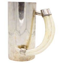 Antique Silver Tankard with Boar Tusk Handle