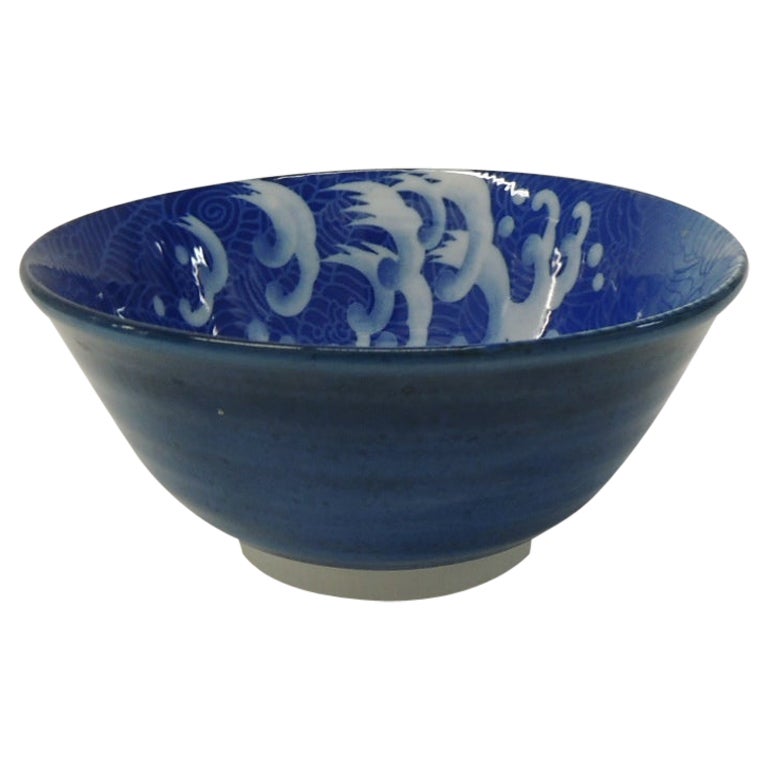 Blue and White Asian Round Small Decorative Bowl