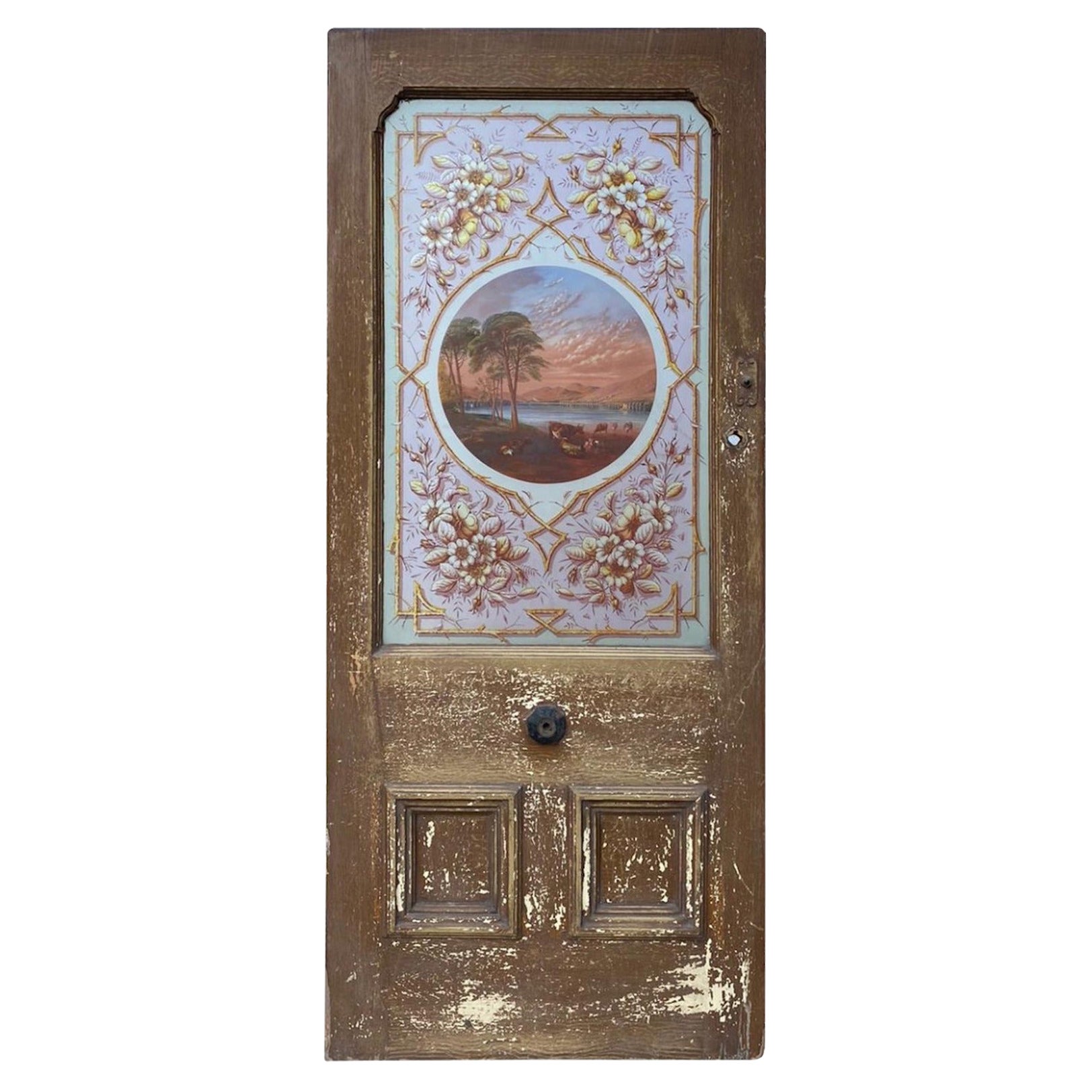 Hand Painted Antique Stained Glass Door at 1stDibs