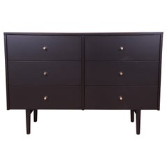 Paul McCobb Planner Group Black Lacquered Six-Drawer Dresser, Newly Refinished