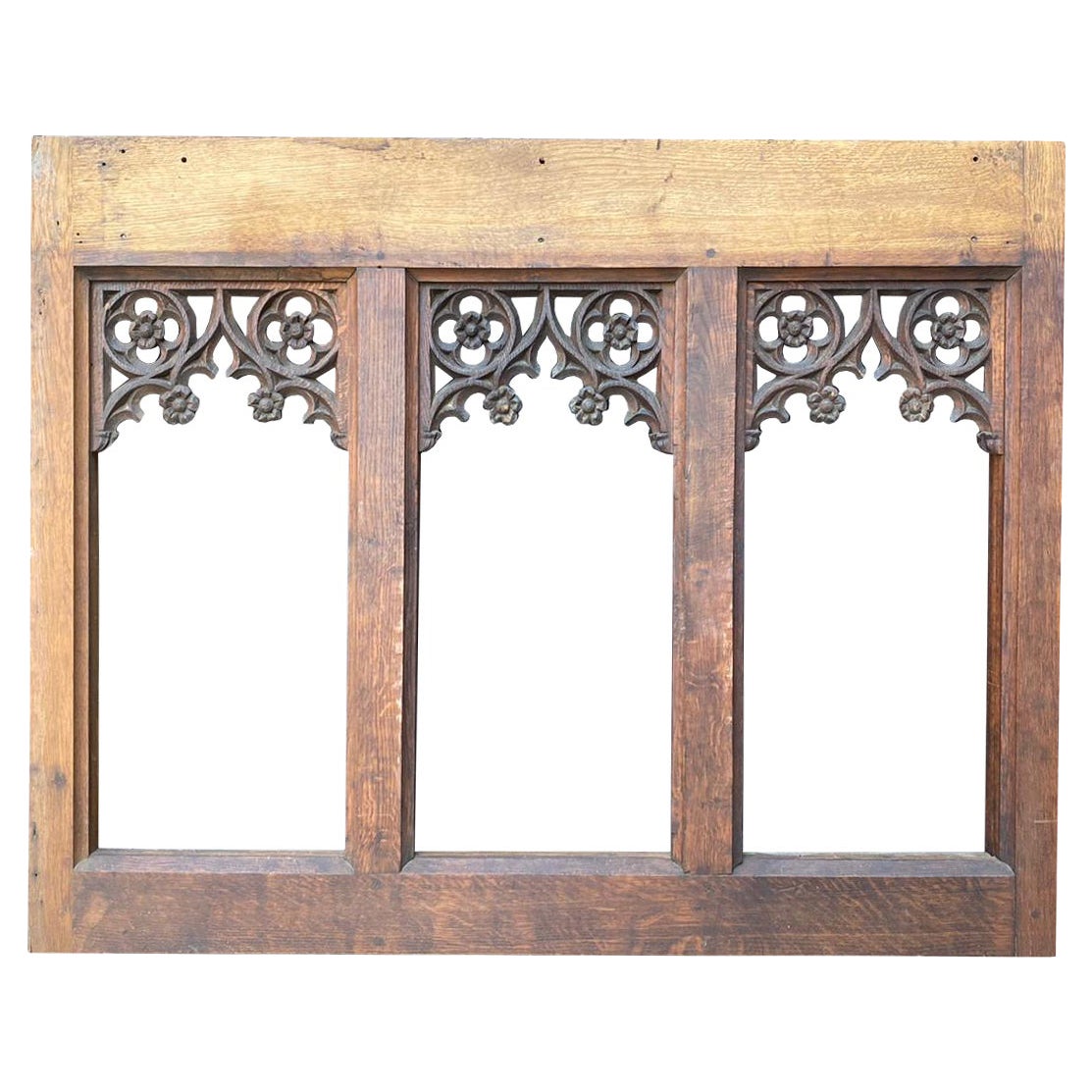 Carved Oak Gothic Style Tracery Panel