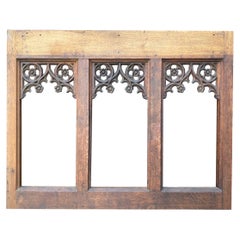 Carved Oak Gothic Style Tracery Panel