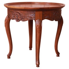 Used Baker Furniture French Provincial Louis XV Carved Oak Tea Table, Circa 1960s