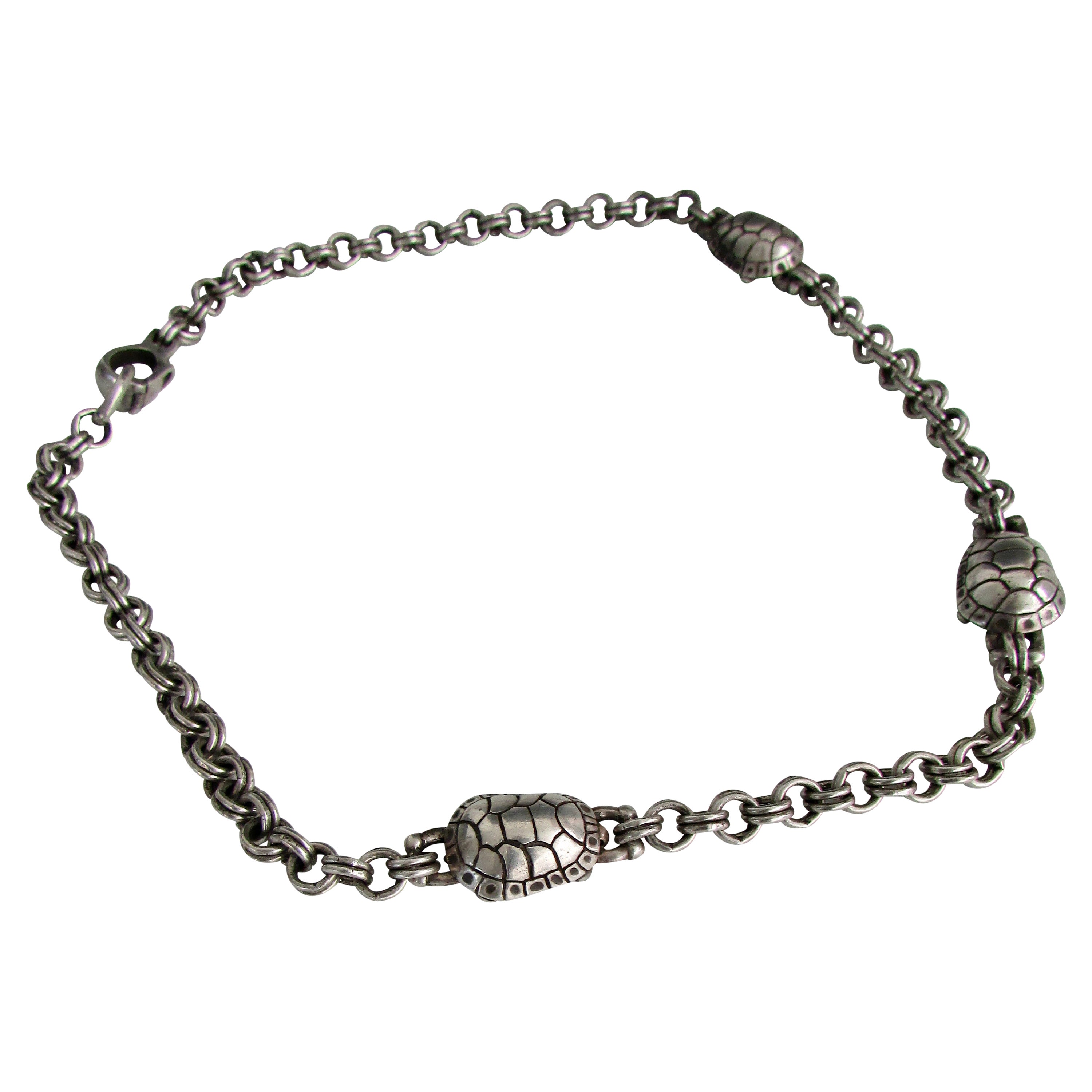 Kieselstein Cord Sterling Silver Turtle Necklace
