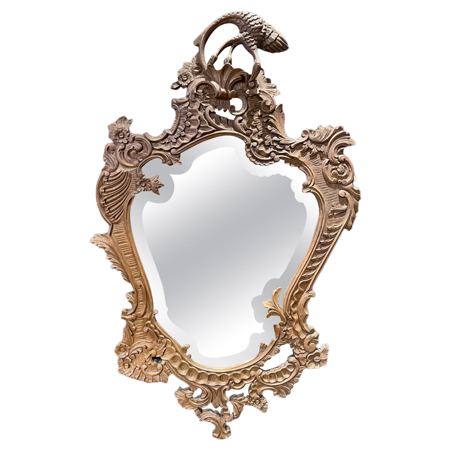 Antique Arch Top Oak Mirror with Beveled Glass 1920 For Sale at 1stDibs