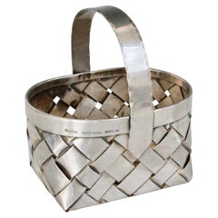 Hand Made Cartier Woven Sterling Silver Basket