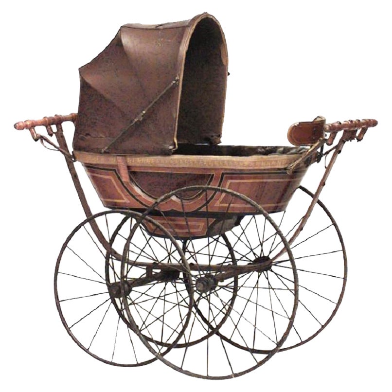 English Victorian Spring Baby Carriage For Sale