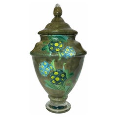 Scott Potter Art Glass Hydrangeas Lidded Urn