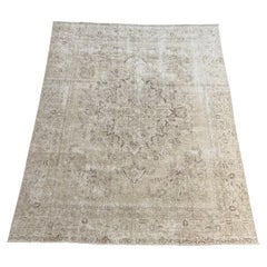 Vintage Natural Neutral Room Size Turkish Rug